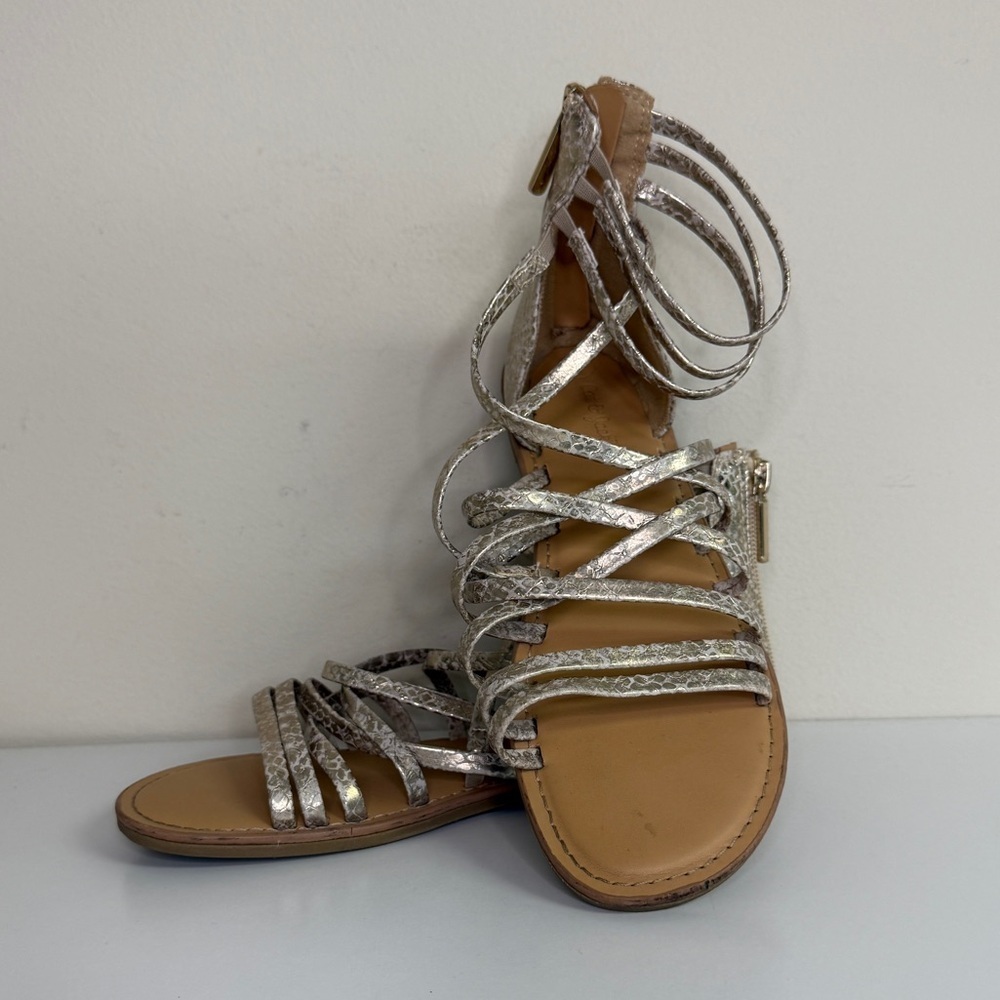 ⚡️3/$20⚡️Cat&Jack: Girls Gold Metallic Gladiator Strappy Zipper Sandals, Size 3